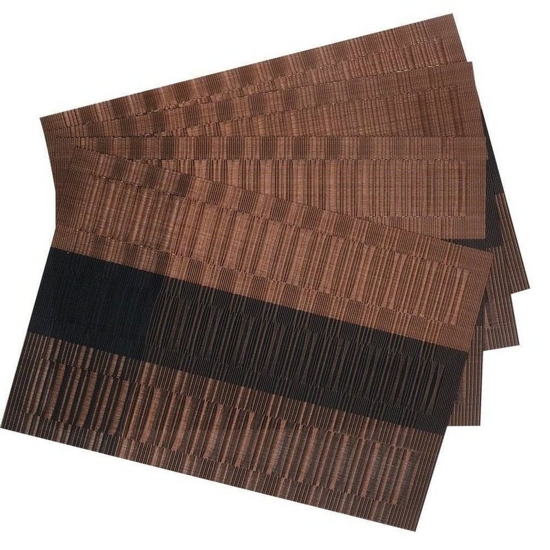 SHACOS Placemats Set of 4 Woven Vinyl Table Mats Place Mats for Dining Table Heat Resistant Wipe Clean (4, Ombre Coffee Black) - Image 3